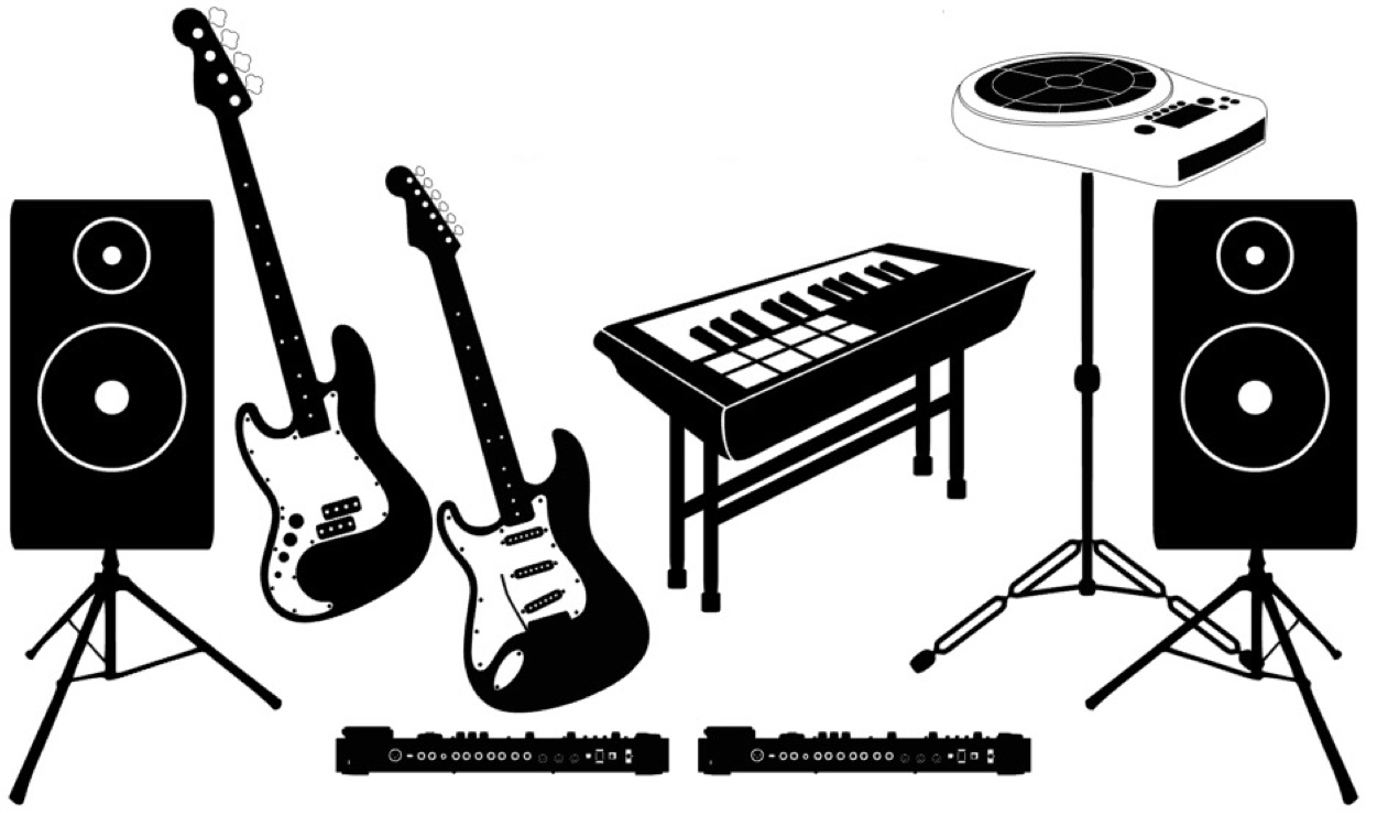 cartoon drawing of instruments